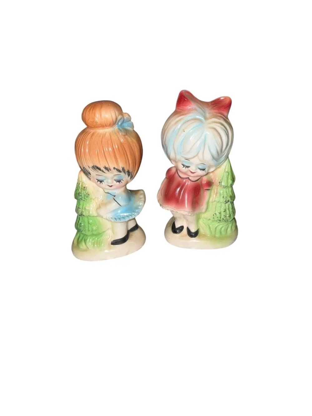 Vintage Girls and trees Salt and Pepper Shakers